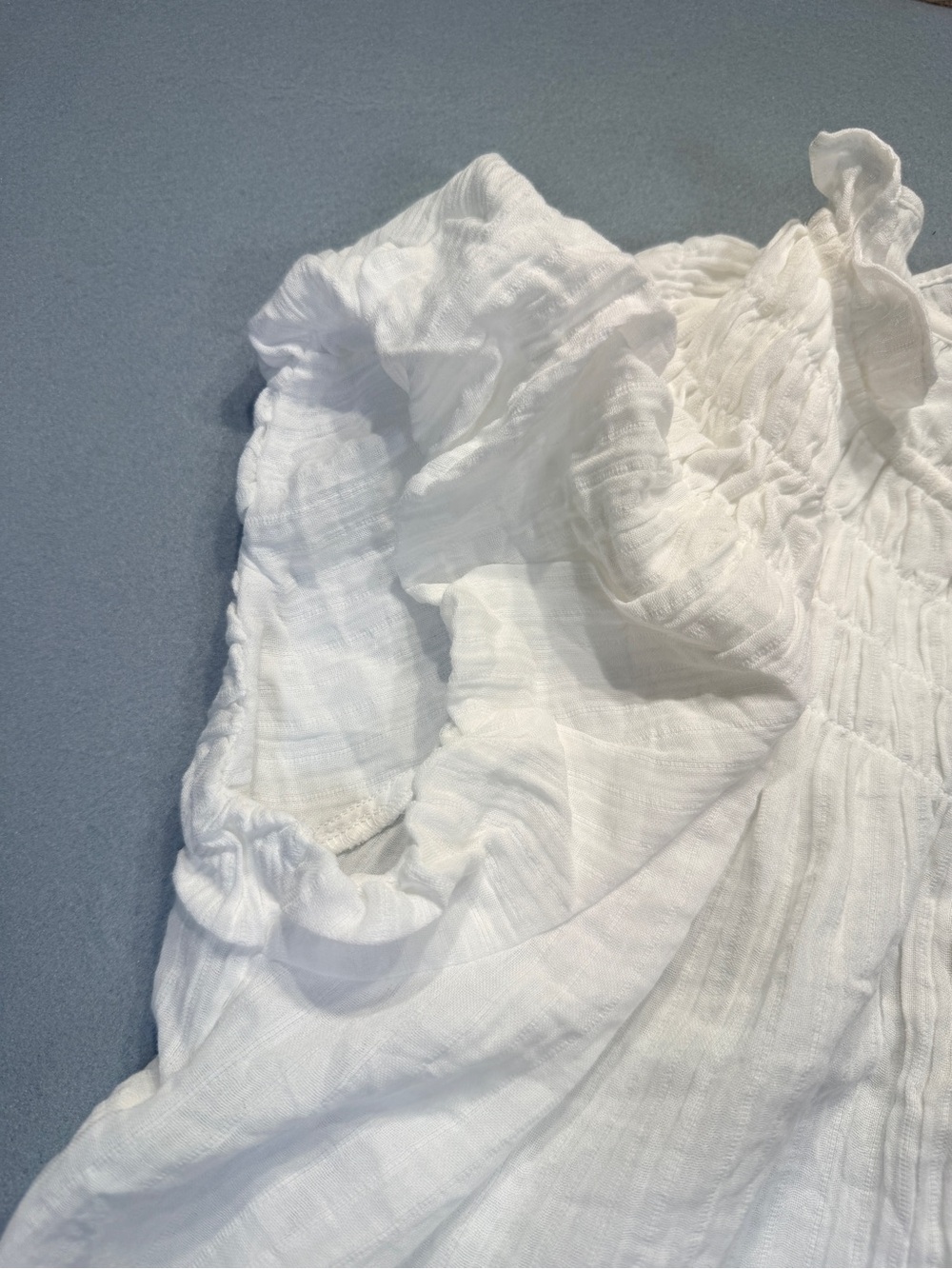 Universal Thread White Smocked Ruffle Button-Front Blouse - Picture 2 of 8